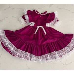 Mini World Dress Girl Purple Pink Vintage Ruffled Full Circle Lace Pageant 6X